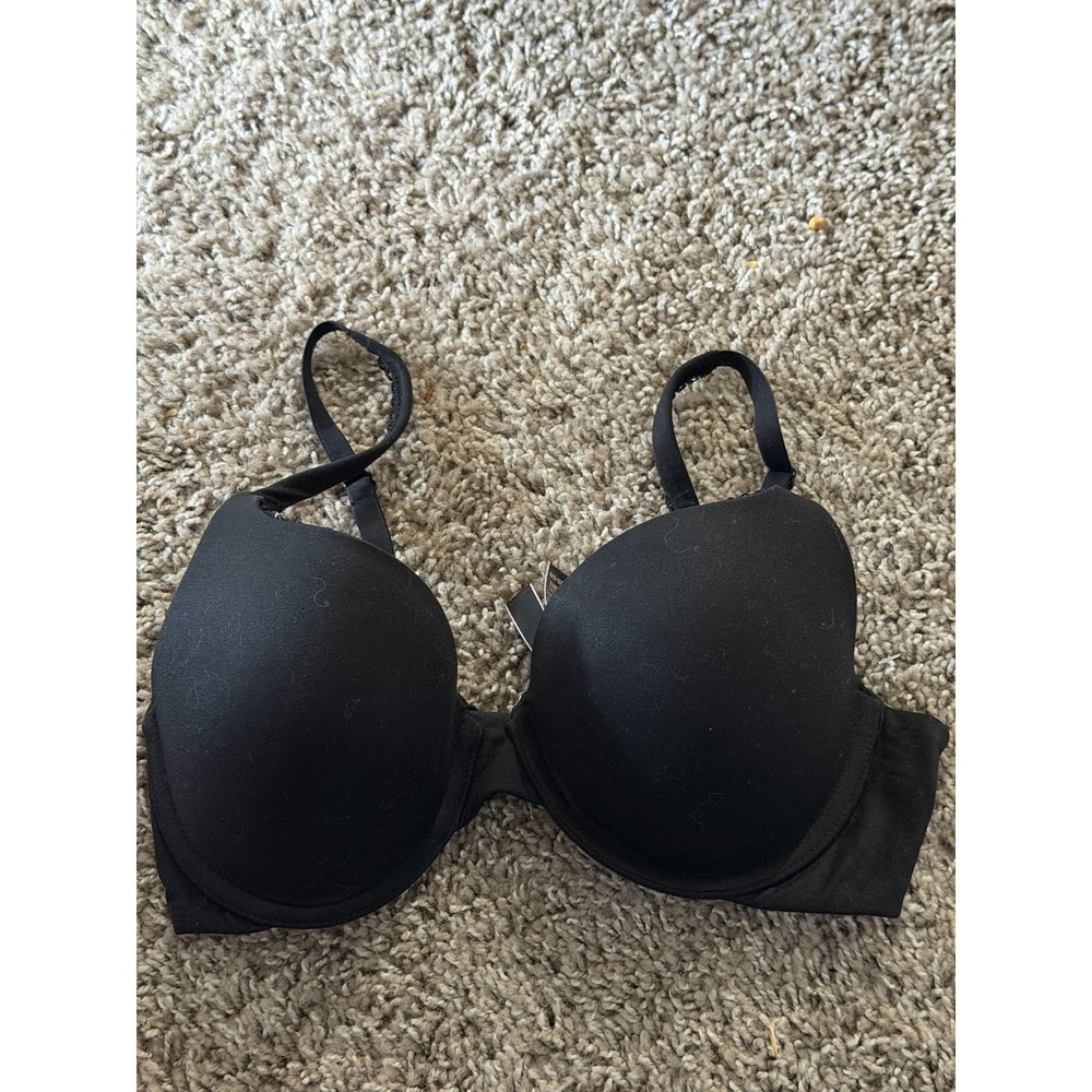 Victoria's Secret PINK‎ Women Bra 32D Lightly Lined  Black w/ Underwire A1-0067